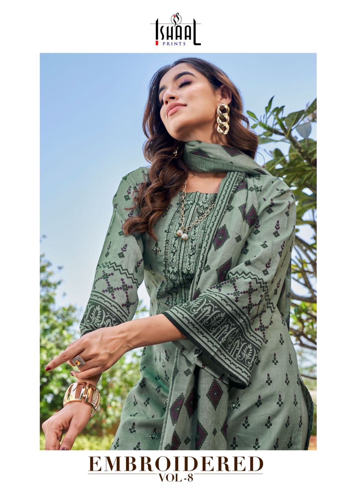 ISHAAL PRINTS EMBROIDERED VOL 8 LAWN EMBROIDERY SUITS