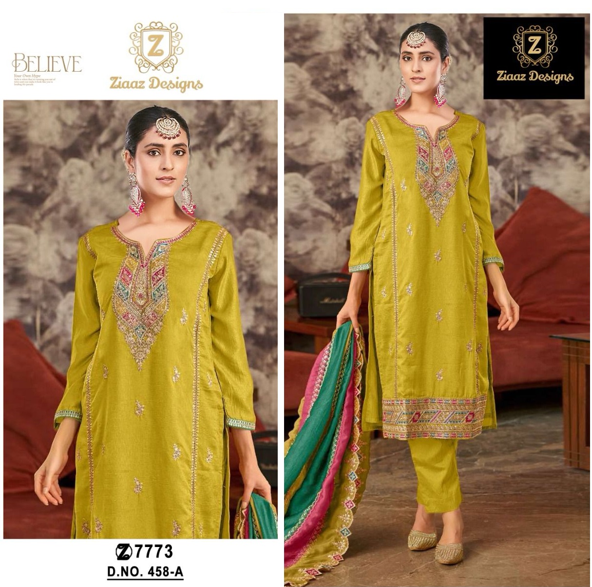 ZIAAZ DESIGNS 458 A PAKISTANI SUITS IN INDIA