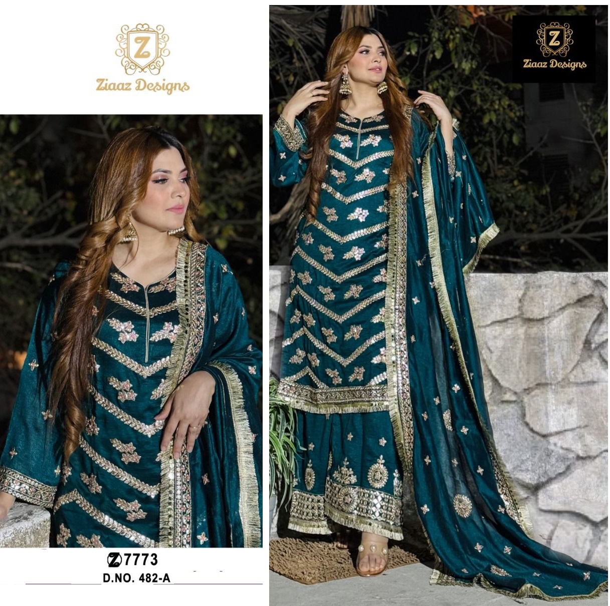 ZIAAZ DESIGNS 482 A READYMADE SUITS WHOLESALE